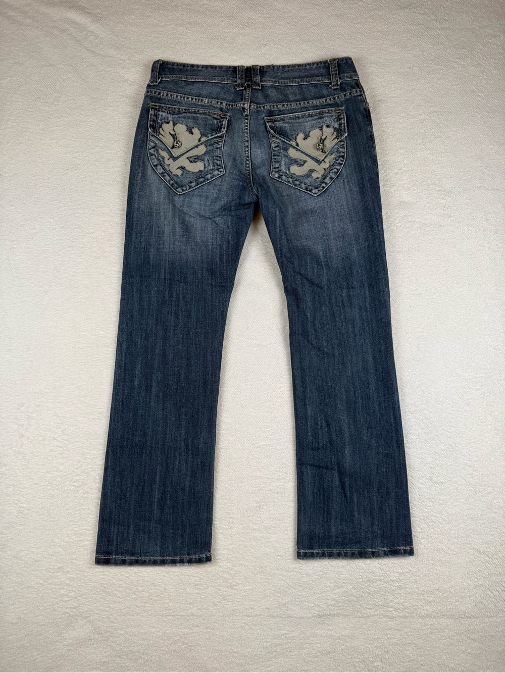 Div-E Y2K 2000s Mens Indigo Blue Faded Denim Jeans Back Pocket Design Size 34x32